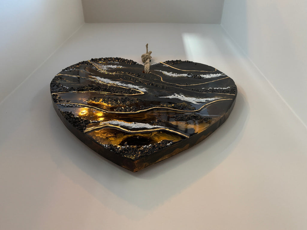 Gouden Hart - Luxe Resin Muurdecoratie