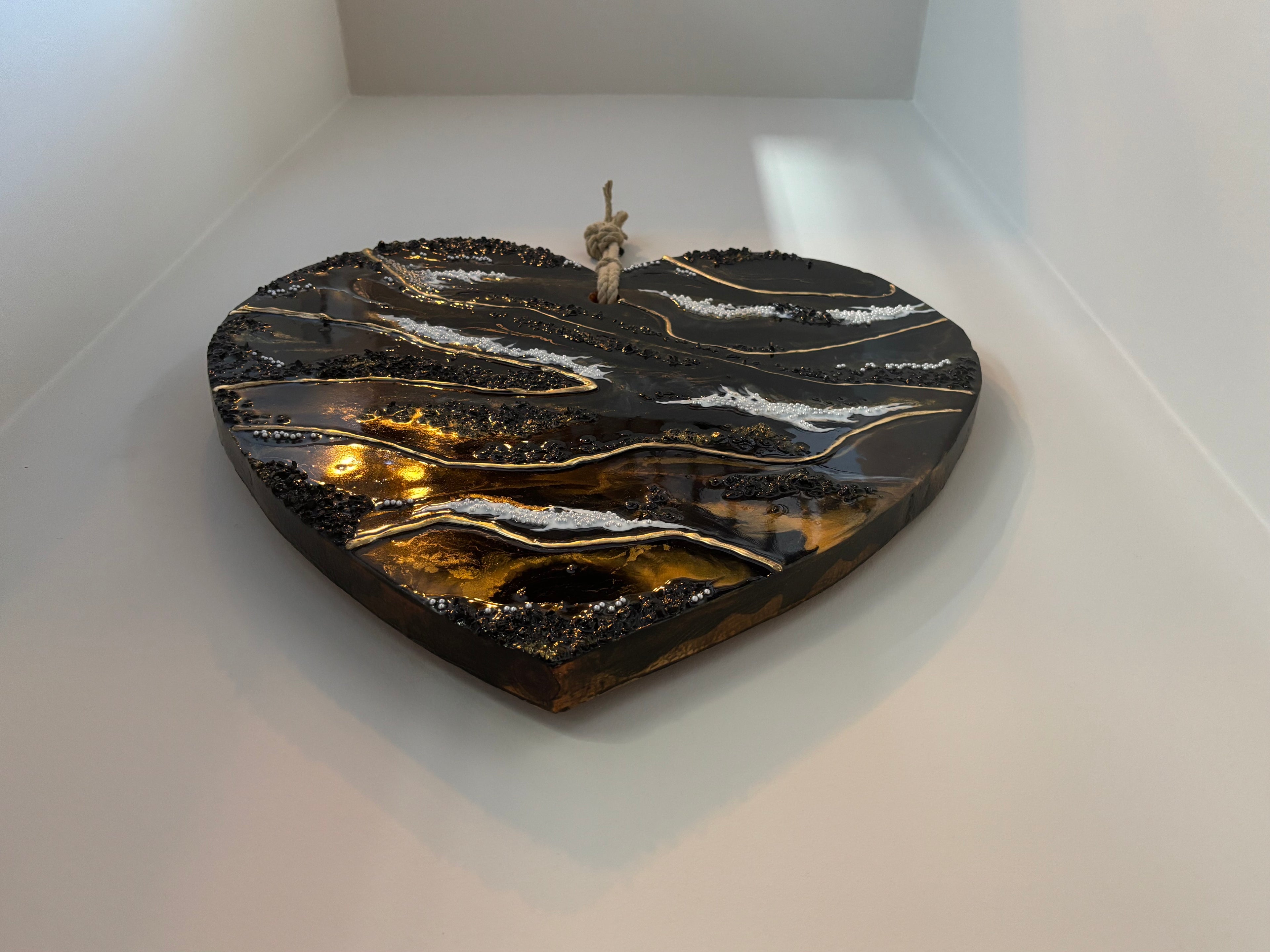 Gouden Hart - Luxe Resin Muurdecoratie