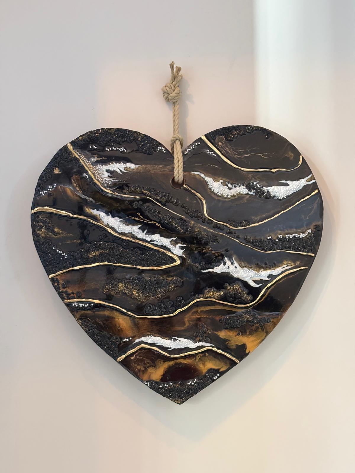 Gouden Hart - Luxe Resin Muurdecoratie